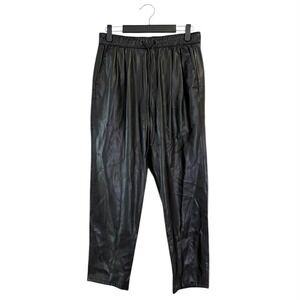 Zara Black Faux Leather Joggers Elastic Drawstring Waist Tapered Pants XS